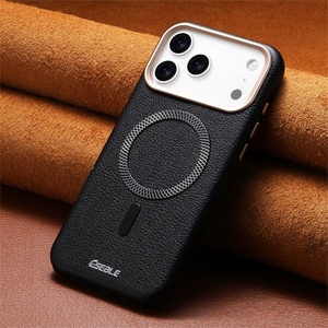 Funda Magnética de Lujo de Cuero PU para iPhone 17 13 14 15 16 Pro Max 17 Air con Cubierta Trasera Antigolpes y Elevación de Lente Metálica - Product Image 5