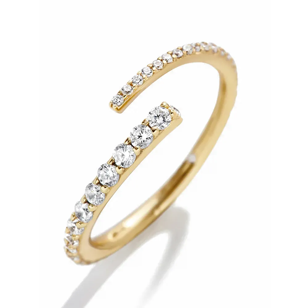 New Trendy fashion jewelry Zircon Rings Japan Korea ins Single Row Diamond Open Circle Ring