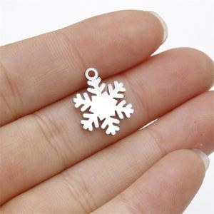 Pendentifs flocon de neige en acier inoxydable plaqué or, personnalisables en gros, pour la fabrication de bijoux pour enfants - Product Image 4
