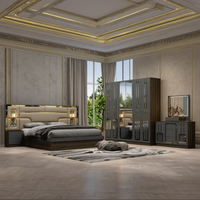 Ensemble Complet de Meubles de Chambre King Size en Bois de Luxe, Cadre en Bois, Rangement Intégré, LED Moderne et Simple