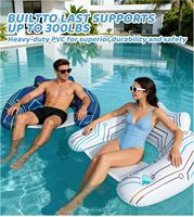Lot de 2 chaises flottantes gonflables en PVC avec appui-tête en forme de U qui brille dans le noir et 2 porte-gobelets