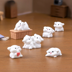 Figura de cachorro blanco y adorable de Weijs, <span class=keywords><strong>Casa</strong></span> de Muñecas Mengli, accesorios decorativos DIY, pequeño adorno de micropaisaje para escritorio - Product Image 3