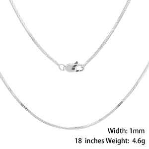 Premium 925 ayar gümüş rodyum kaplama yılan zincir kolye 1mm kalın Trendy erkekler kadınlar çiftler fabrika toptan toplu - Product Image 5