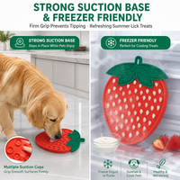 Bol d'alimentation lente en silicone pour animaux de compagnie, forme fraise, assiette antidérapante pour chiens et chats