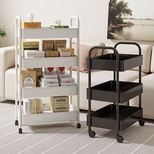 Multi Tier Storage Cart 5 <b>Shelf</b> Portable Rolling Organizer Standing Type Bedroom Living Room Bathroom Office Use Easy Cleaning - Product Image 3