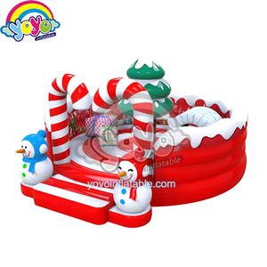 Gran Castillo Inflable Navideño con Diseño de Muñecos de Nieve y Árbol, Desinflado Rápido, Red de Seguridad, Costuras Resistentes - Product Image 1