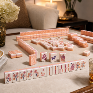 Juego de Mahjong Plegable de Acrílico Rosa Melocotón Personalizado con Diseño Iridiscente de Fénix Floral, Set de Regalo <span class=keywords><strong>para</strong></span> Juegos de <span class=keywords><strong>Casino</strong></span> - Product Image 5