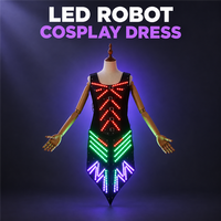 Nouvelle robe longue LED lumineuse pour femme, ensemble d'armure de cosplay avec batterie rechargeable pour tenue de spectacle de fête annuelle