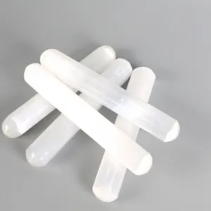 Baguettes d'énergie à point zéro en cristal de sélénite blanc naturel sculpté pour la guérison