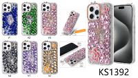 Étui de téléphone portable personnalisé KINGSOUL en TPU+PC+verre, design entièrement serti de diamants, antichoc, pour les séries 14/15 Pro Max/16, décoration scintillante