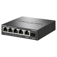 TP-LINK TL-SG2206LPF Switch PoE Gigabit con 1 Puerto de Fibra y 5 Puertos Eléctricos, Fuente de Alimentación de 4 Puertos, 6 Puertos Ópticos SFP Uplink