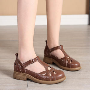 Luxury Lady Lolita Rome Flat Sandals Plus Size Soft-Soled Leather Fashionable Non-Slip for Spring Summer Outdoor Fashion Trend - Product Image 3