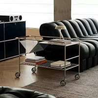 Table d'appoint vintage durable et convertible, chariot en acier inoxydable |   Table de salon et chariot de service avec rangement