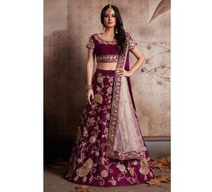 Lehenga Choli de Seda de Algodón para Boda, Ropa de Novia con Bordado Pesado de Dupatta para Mujeres Indias, Novedad - Product Image 1