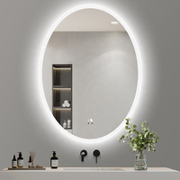 Miroir mural LED de forme ovale de haute qualité, anti-buée, miroir de vanité de salle de bain pour hôtel