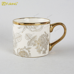 Tasse à <span class=keywords><strong>café</strong></span> en céramique blanche avec motif <span class=keywords><strong>or</strong></span> galvanisé-Personnalisable | Promotionnel et prêt pour les cadeaux - Product Image 2