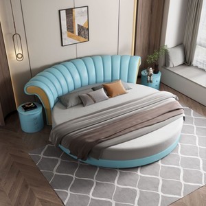 Muebles de Dormitorio para el Hogar Cama de Diseño Moderno con Respaldo Suave Precio al por Mayor Cama Doble Redonda de Madera Tamaño King Personalizada en Venta - Product Image 5