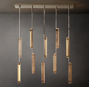 Minimalisme italien, éclairage LED à intensité variable, faisceau à 360°, cristaux K9, gouttes de cuivre verticales, luminaires suspendus, lampes en forme de goutte d'eau, décoration intérieure de luxe - Product Image 6