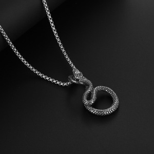 Collar con Colgante de Serpiente, Acero Inoxidable, Diseño del Zodiaco Animal SP911, Joyería de Moda - Product Image 3