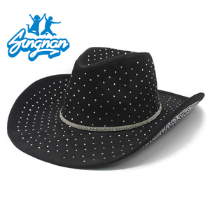 Chapeau de <span class=keywords><strong>cowboy</strong></span> unisexe en feutre de diamant scintillant Rhinestone rose chapeau de cowgirl pour hommes femmes pour les fêtes sportives Costumes de voyage - Product Image 2