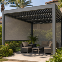 Pergola en aluminium Jiake avec toit à lames motorisées et écran zippé pour jardin, patio, villa, CE SGS OEM