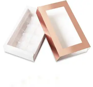 Scatola di cioccolato di imballaggio finestra trasparente scatole di caramelle con tirare fuori la plastica vassoio di cioccolato per il cibo