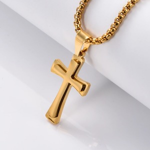 Collier pendentif croix vintage en acier inoxydable, style punk, chaîne pour homme, bijou cadeau - Product Image 5