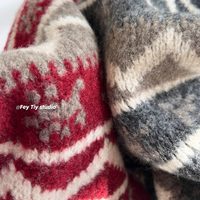 Écharpe rouge Fair Isle, épaisse et chaude pour l'automne/hiver, châle tricoté polyvalent pour femme, rouge Noël