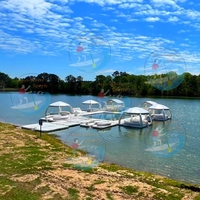Île flottante gonflable robuste, grande plateforme de loisirs multi-personnes pour lac, piscine, complexe hôtelier, divertissement aquatique