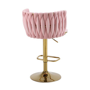 Premium Fluwelen Gouden Been Roterende En Verstelbare Luxe Barstoel Met Weelderig Design - Product Image 6