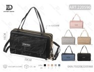 Portafoglio con doppia cerniera e portamonete con chiusura a scatto per donna, stile semplice, fodera in poliestere - Product Image 1