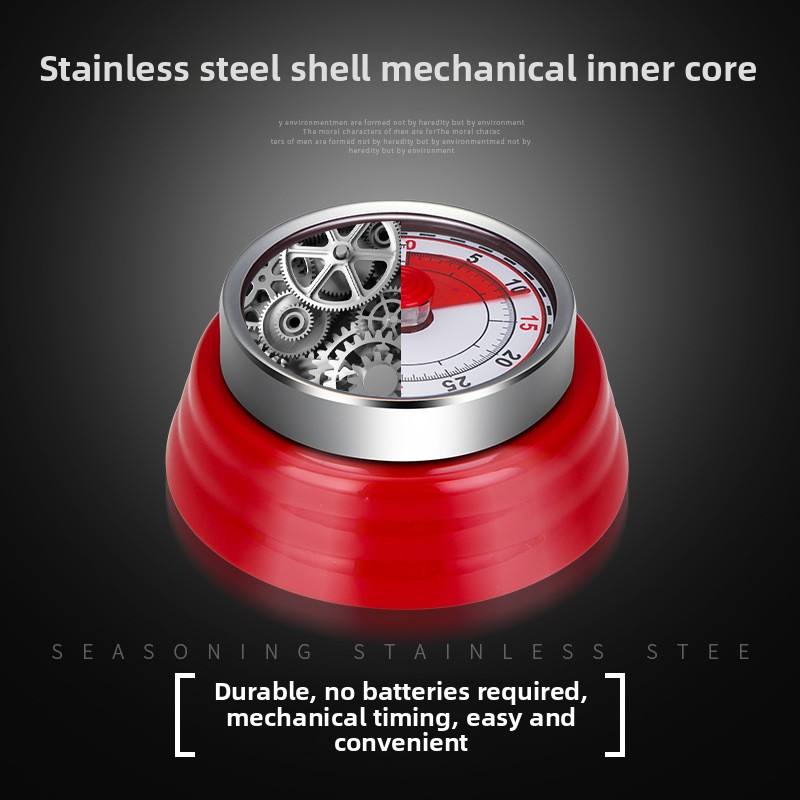 Modern Egg-Shaped Stainless Steel Mechanical Timer New Visual Time Management Countdown Reminder for Kitchen for Foreign Trade