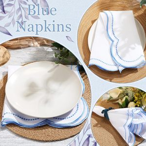 ผ้าเช็ดปากปักลายสั่งทำ งานแฮนด์เมด ทันสมัย คุณภาพสูง สีขาว โพลีเอสเตอร์ ขอบเย็บแบบเฮมสติช สำหรับใช้ในบ้าน โรงแรม งานแต่งงาน และงานอีเว้นท์ - Product Image 5