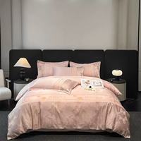 Parure de lit de luxe léger en coton et soie 60S, broderie florale en relief, pliée, 300TC, portable, 4 pièces, taille King/Queen, style hôtelier européen et américain