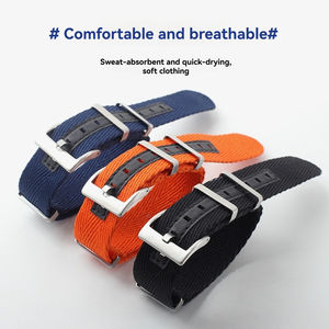 الأكثر مبيعًا حزام ساعة مضلع مخطط من قماش النايلون المنسوج حزام الأمان أربطة المعصم الأشرطة القماشية لساعة أبل - Product Image 4