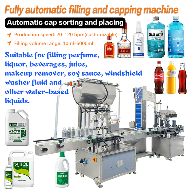 Automatic 4 Head Liquid Filling and Glass Bottle Sealing Screw Capping for Juice Milk Beverage Bottle Filling Machine and