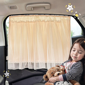 Pare-soleil de fenêtre de voiture en dentelle semi-transparente, rideau latéral à ventouse pour poussette, protection solaire pour bébé - Product Image 3