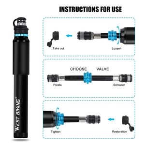 Inbike — Mini pompe Portable pour vélo, Type pompe de poche, <span class=keywords><strong>Valve</strong></span> Presta & Schrader, haute pression, 150 PSI - Product Image 4