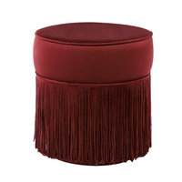 Banc ottoman de salon de style français moderne, pouf rond avec jupe en velours à franges, tabouret de coiffeuse pour la chambre à coucher
