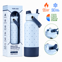 Bouteille d'eau isotherme en acier inoxydable de 1000 ml, anti-fuite, avec poignée large, paille et bec verseur, pour le sport et les activités de plein air