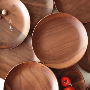 Solid Wood Fruit Plate Round Wooden <b>Tray</b> 12cm 15cm 20cm Diameter Japanese Style Serving Dish For Tea <b>Snack</b> - Product Image 1