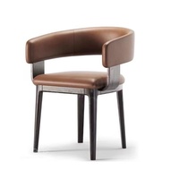 Chaise de salle à manger rembourrée au design moderne BST avec dossier incurvé, pieds en bois de frêne, tissu en cuir, pour la maison ou l'hôtel