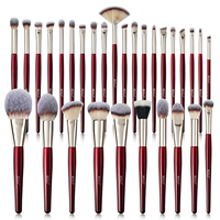 Set de 2 pinceaux cosmétiques pour le contour du visage, poudre et blushing, poils synthétiques de haute qualité, tube d'or, pinceau de mise en évidence de marque privée