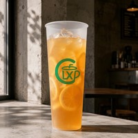 Gobelets jetables en plastique PP givré 1000 ml avec logo et couleur personnalisés pour thé/boba/café/jus