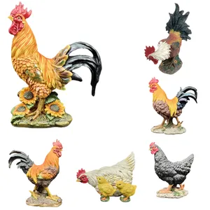 Figurine de coq en polyrésine sculptée, décoration de la maison, cadeau artisanal