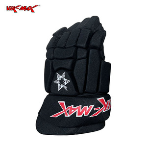 ถุงมือฮอกกี้น้ำแข็ง VIK-MAX ใยไนลอน สำหรับวัยรุ่น ทนทาน ผ้าตาข่าย ปิดด้วยแถบตีนตุ๊กแก สีดำล้วน ฝ่ามือสีเหลือง - Product Image 3