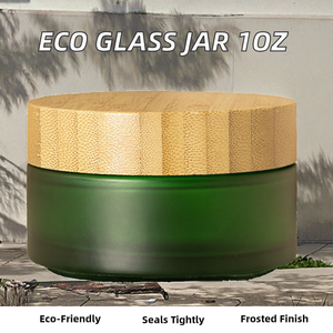 Tùy Chỉnh Phân Hủy Sinh Học Kín 30G 1Oz Rỗng Kem Mỹ Phẩm Lọ Thủy Tinh Tre Nắp Mờ Màu Xanh Lá Cây Hổ Phách Màu Sắc Màu Trắng Vít Cap - Product Image 2