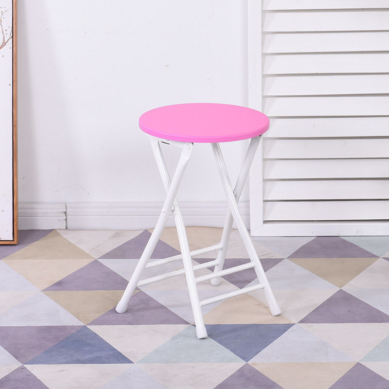 Pink with white frame, backless round stool
