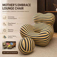 Fauteuil de relaxation personnalisé « Embrace Mother's » sans structure avec ottoman, canapé d'appoint en mousse surdimensionné, compressé sous vide pour salon