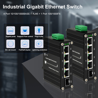 Mini Switch Ethernet Industrial de 4 Puertos 10/100/1000T 802.3at PoE + 1 Puerto 100/1000X SFP con Entrada de 12~48VDC